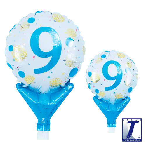 takara-upright-round-5-zoll-ballon-gold-blau-dots-no-9 image 1
