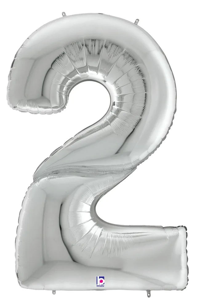 betallic-zahl-2-silver-gigaloon-folienballon-53-silber image 1