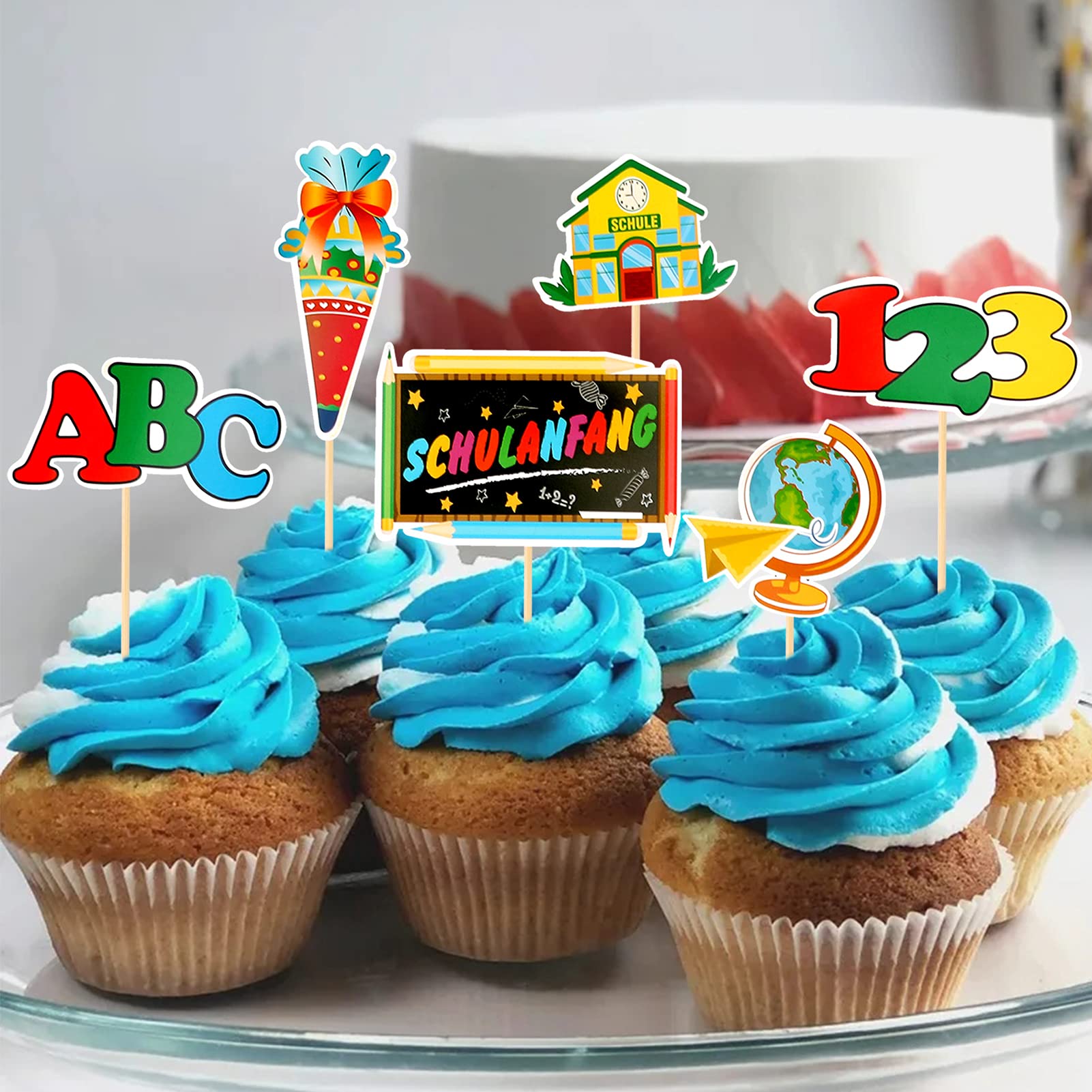 howaf-einschulung-cupcake-topper-tortendeko-12-st-ck-bunt image 4