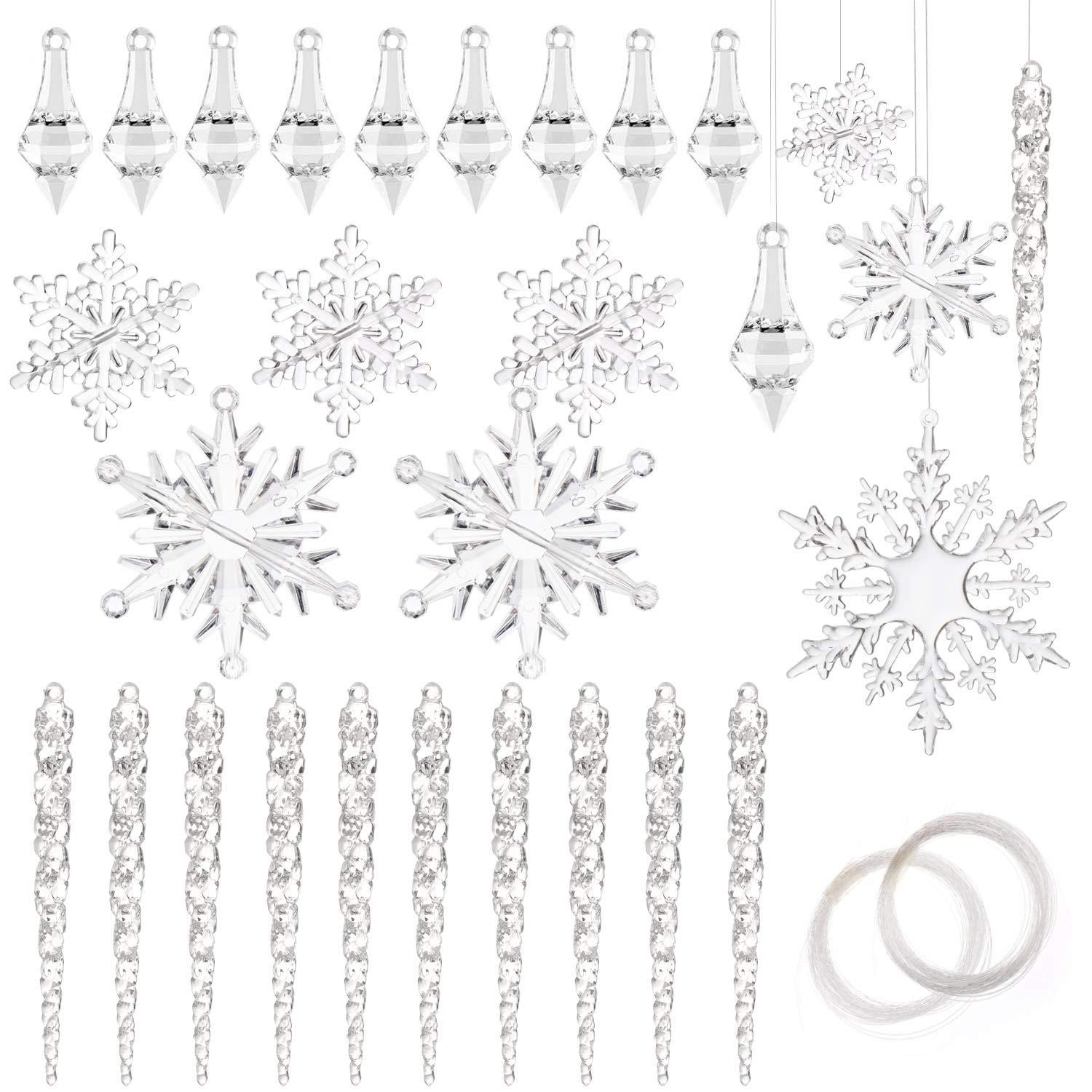 howaf-christbaumschmuck-40tlg-eiszapfen-schneeflocken-acryl image 1