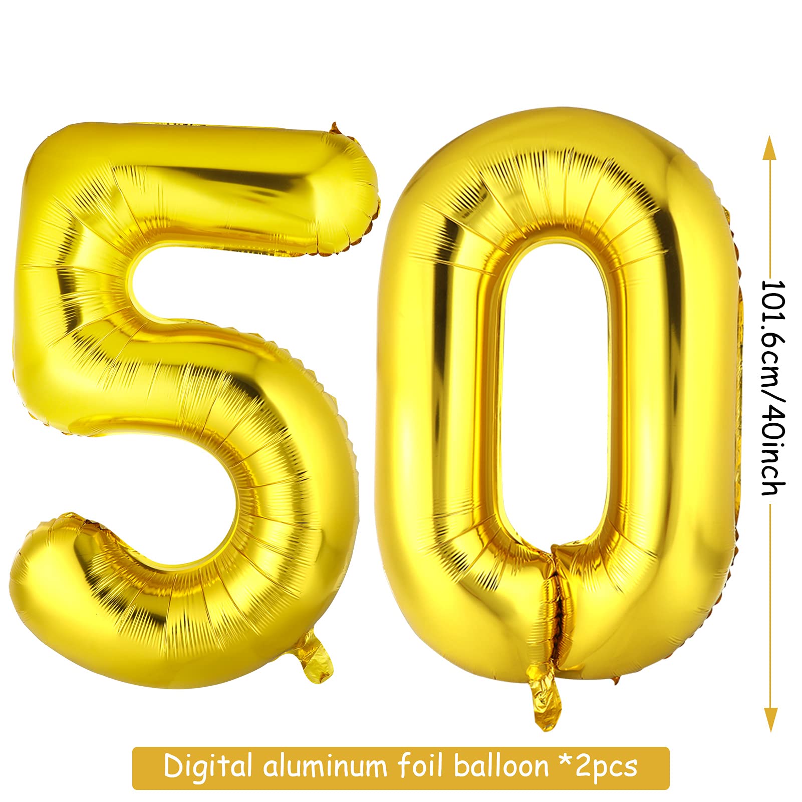 howaf-goldene-hochzeit-deko-set-gold-zahl-50-mit-ballons image 4