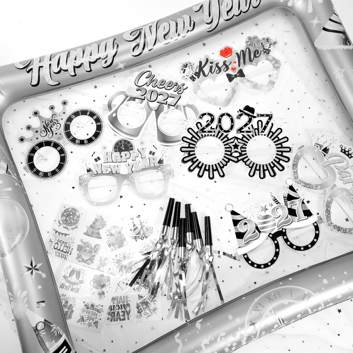 howaf-silvester-deko-set-2027-fotorahmen-partydeko-silber-33-tlg image 5