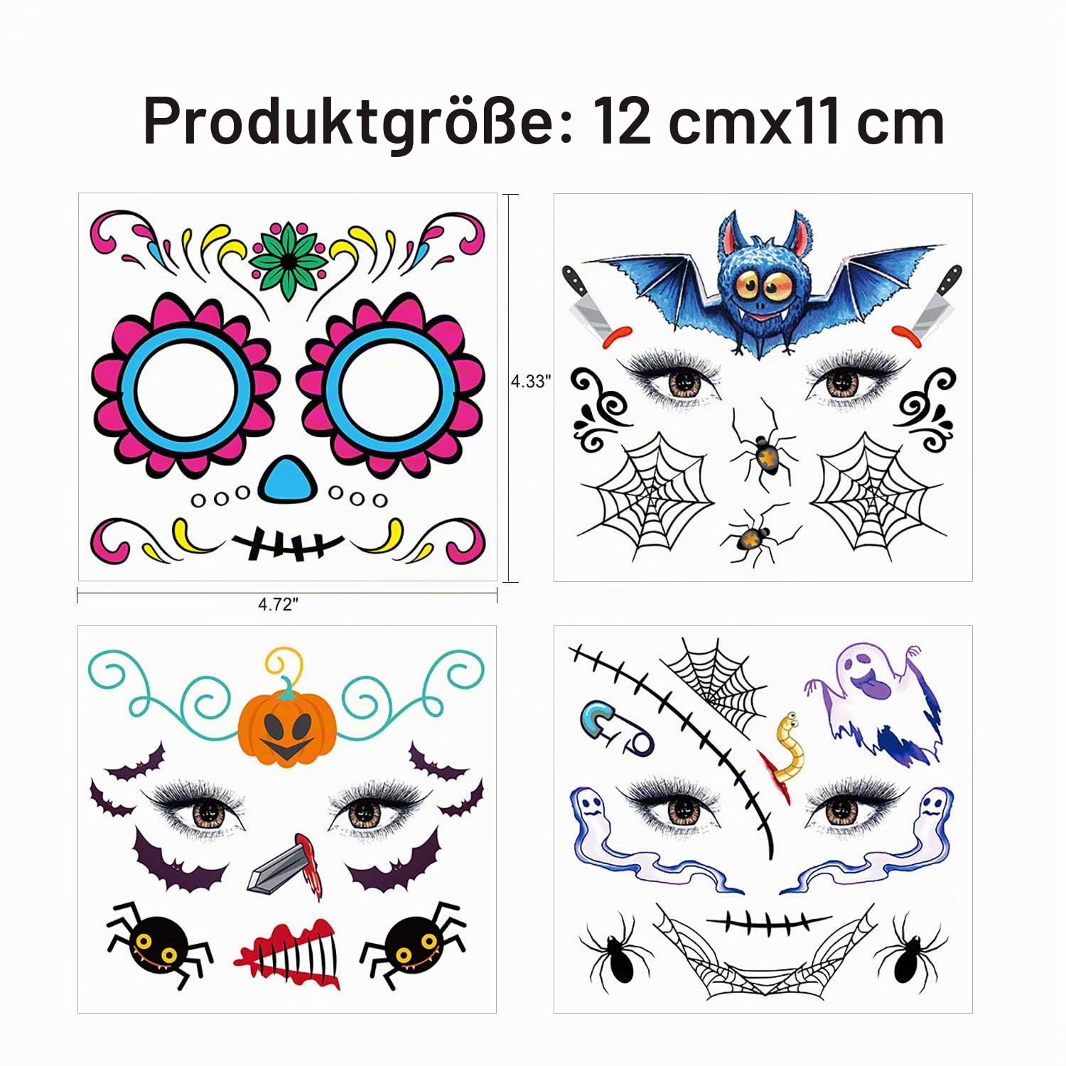 howaf-halloween-b-gesicht-tattoos-kinder-12-blatt-wasserdicht image 4