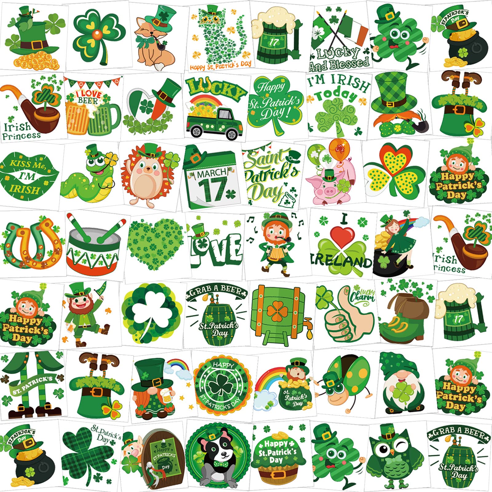 howaf-temporary-tattoos-klebetattoos-kleeblatt-leuchtend-96-st-ck image 1