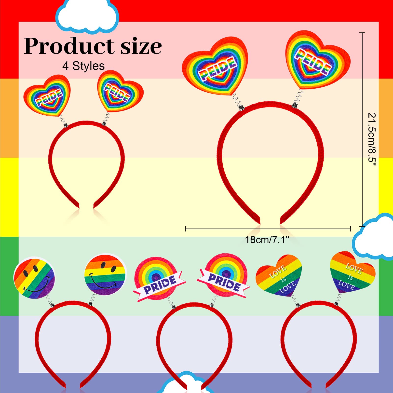 howaf-pride-haarreif-regenbogen-stirnband-4er-set-lgbtq-herz image 2