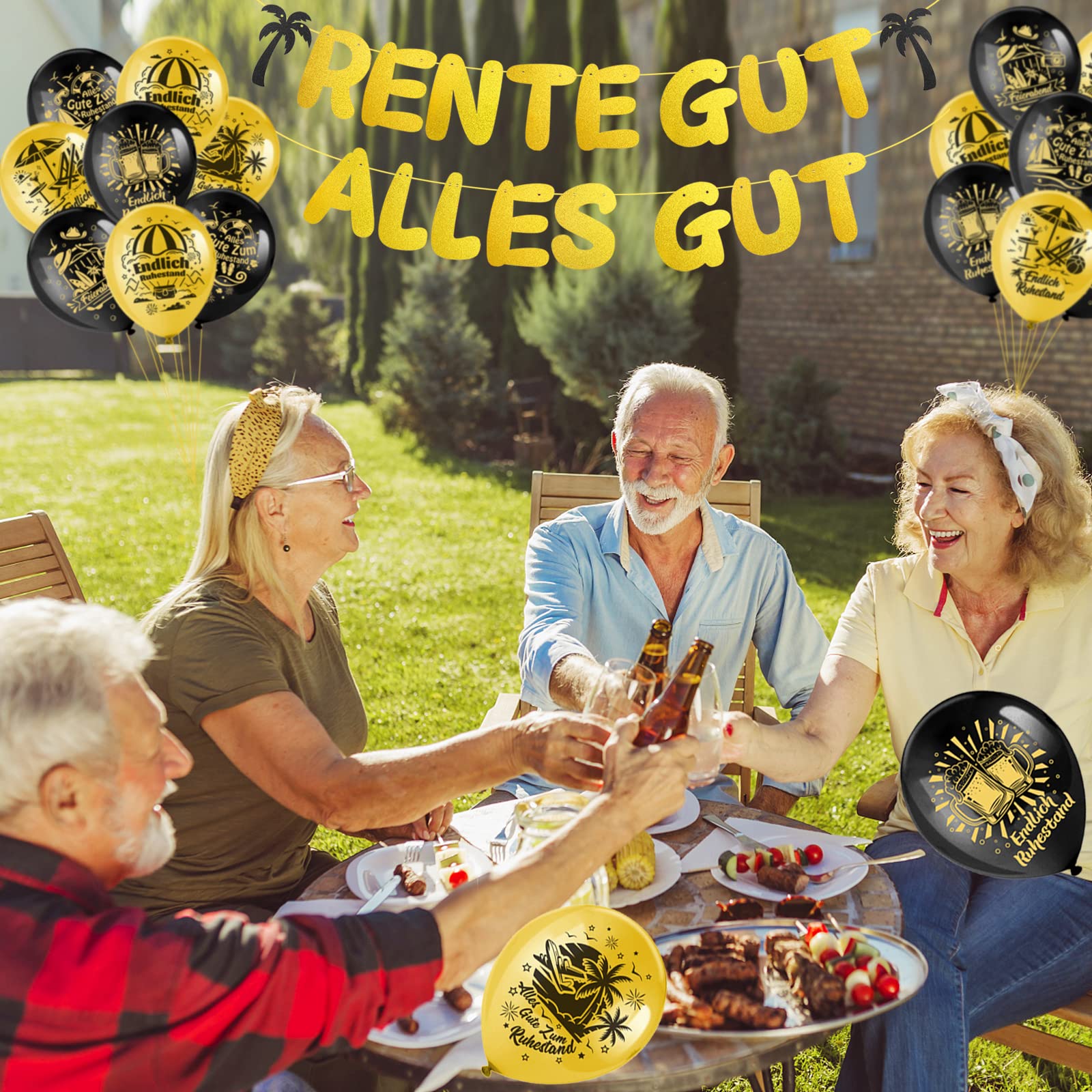 howaf-ruhestand-luftballons-18er-set-mit-girlande-schwarz-gold image 6