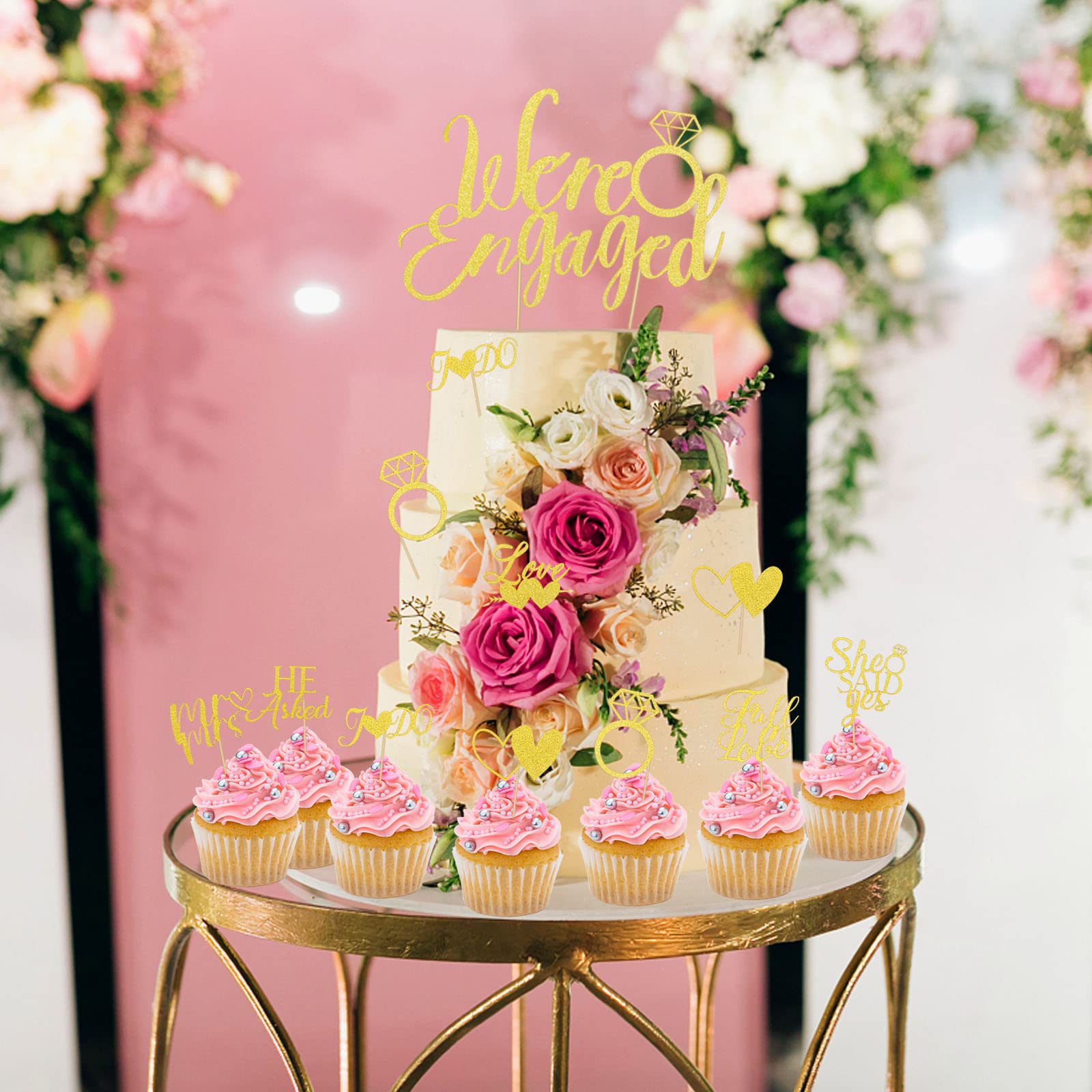 howaf-we-re-engaged-cake-topper-gold-tortendeko-25-stk image 5