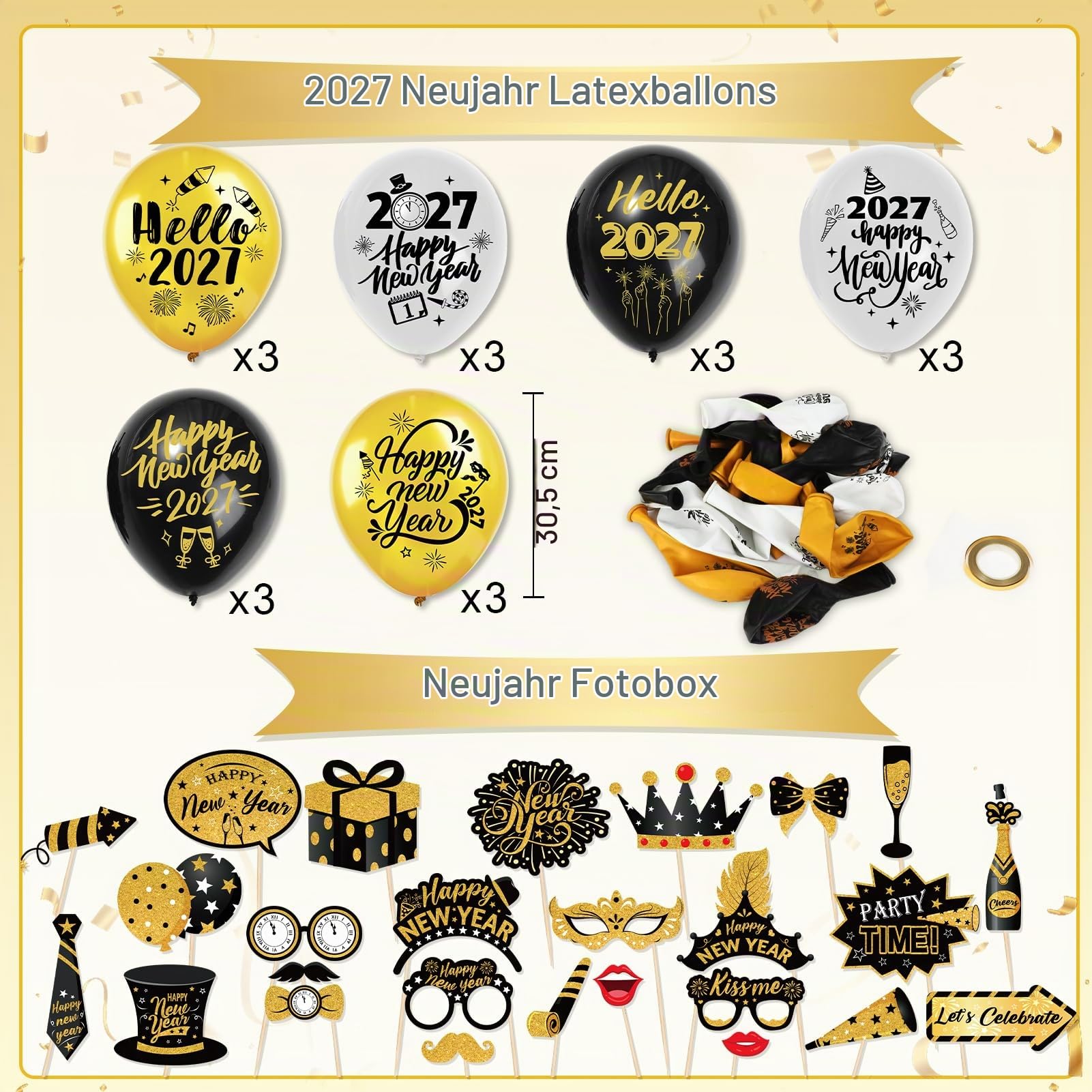 howaf-silvester-deko-2027-set-schwarz-gold-mit-ballons image 3