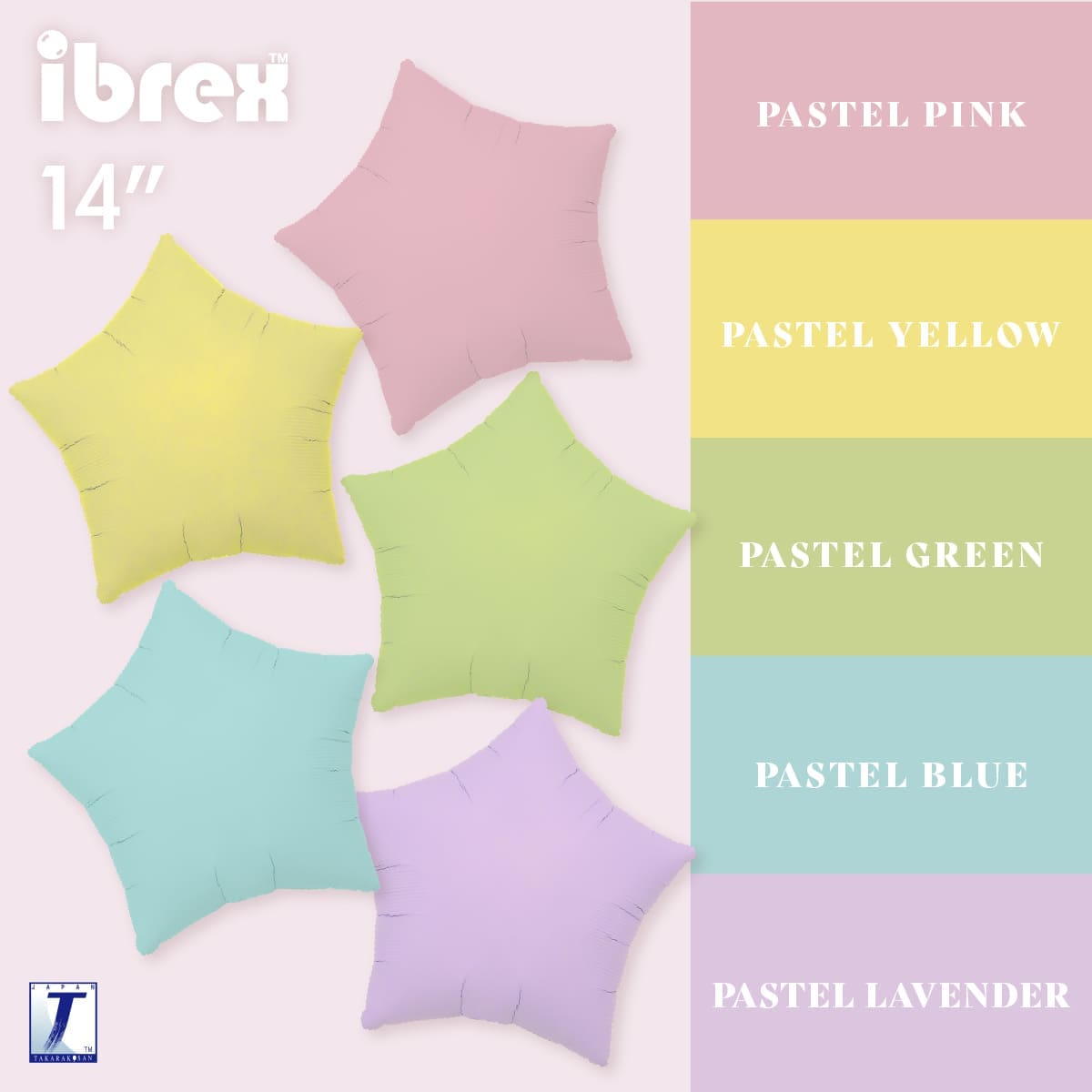 takara-ibrex-star-15-zoll-pastel-luftballon-stern image 1