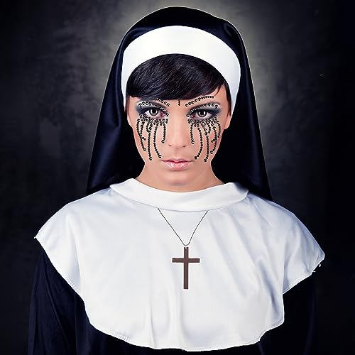 howaf-nonnen-kost-m-set-haube-kreuzkette-tattoo-damen image 7
