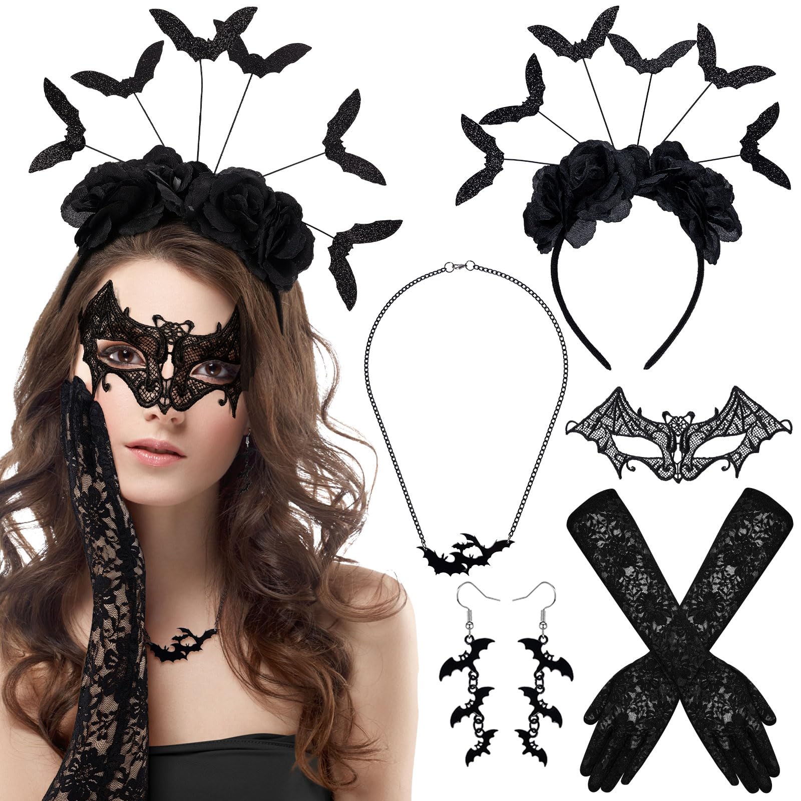 howaf-fledermaus-kost-m-damen-set-5tlg-schwarz-halloween image 1