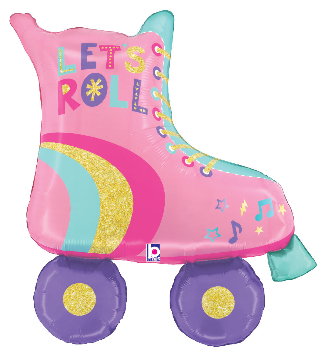 betallic-pink-roller-skate-folienballon-33-zoll-pink-retro image 1