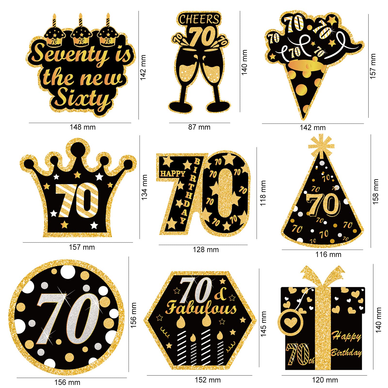 howaf-70-geburtstag-h-ngedeko-spiralen-schwarz-gold-30-st-ck image 2