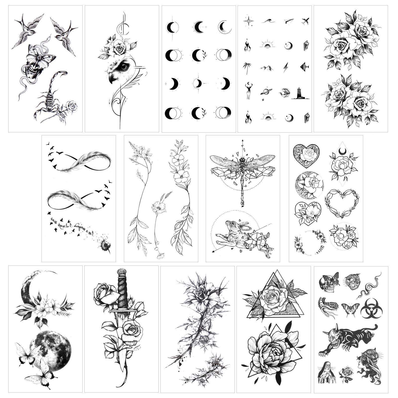 howaf-tempor-re-tattoos-schwarz-30-bl-tter-wasserdicht-klein image 3