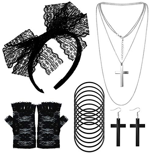 howaf-80er-accessoires-damen-set-schwarz-stirnband-handschuhe image 8