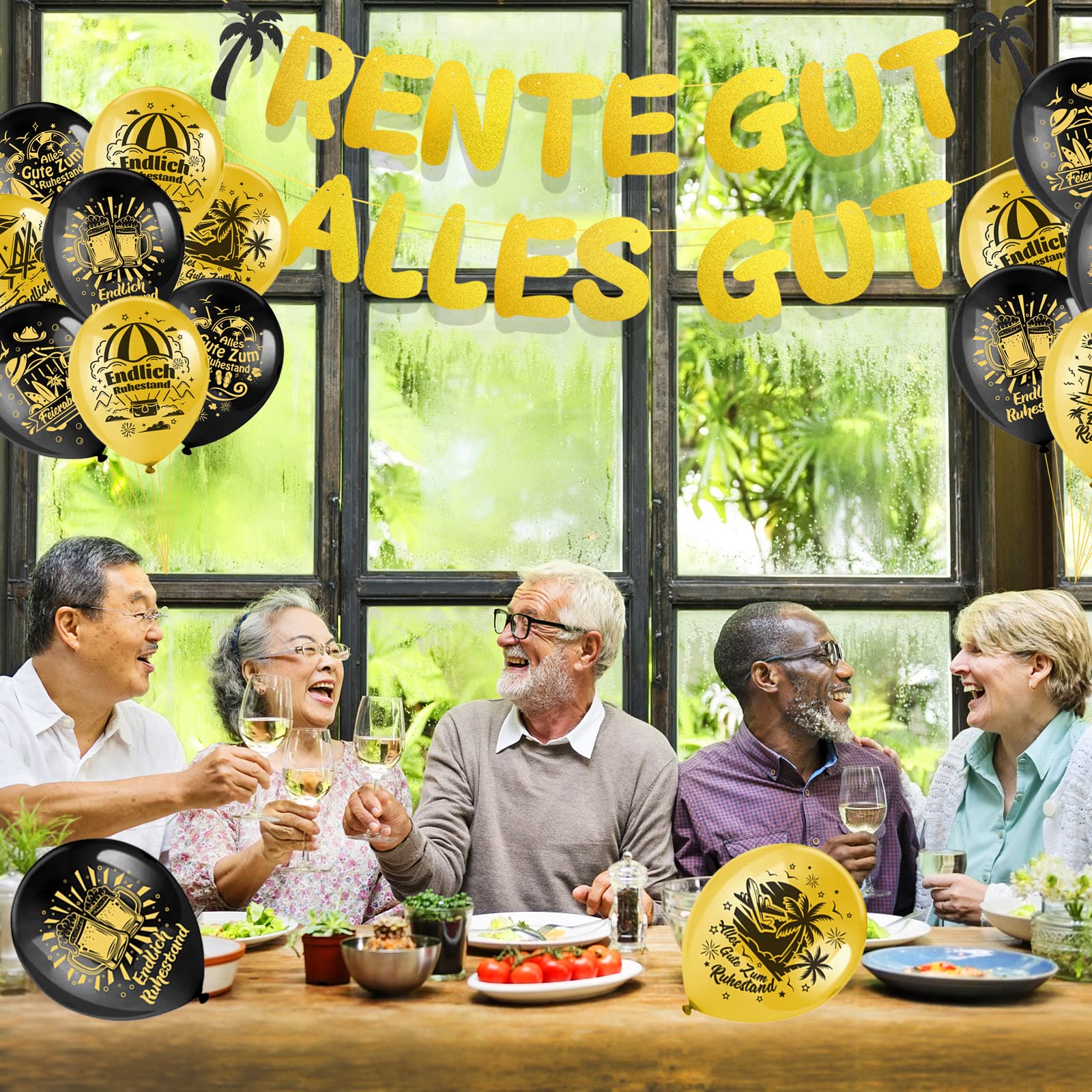 howaf-ruhestand-luftballons-18er-set-mit-girlande-schwarz-gold image 5