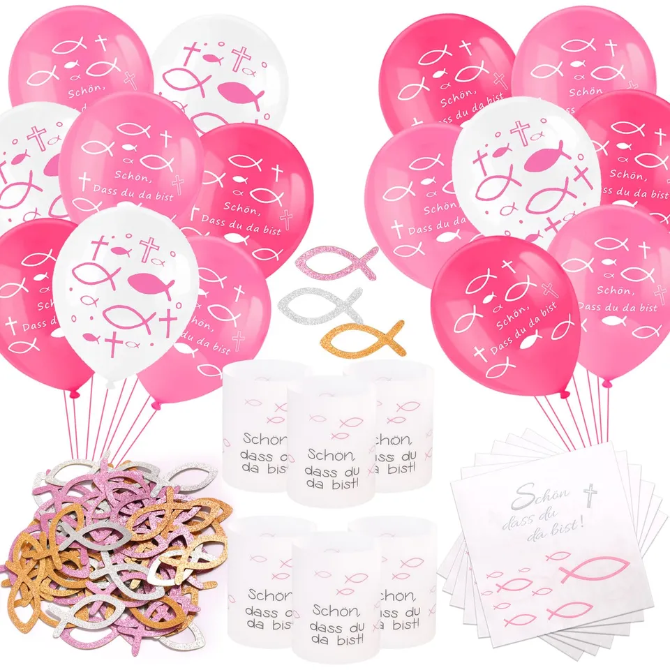 howaf-kommunion-deko-m-dchen-deko-set-mit-luftballons-fisch image 1