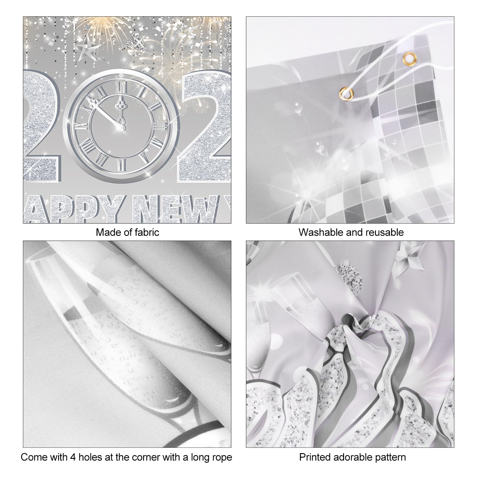 howaf-happy-new-year-banner-stoff-185x110cm-silber-2025 image 3