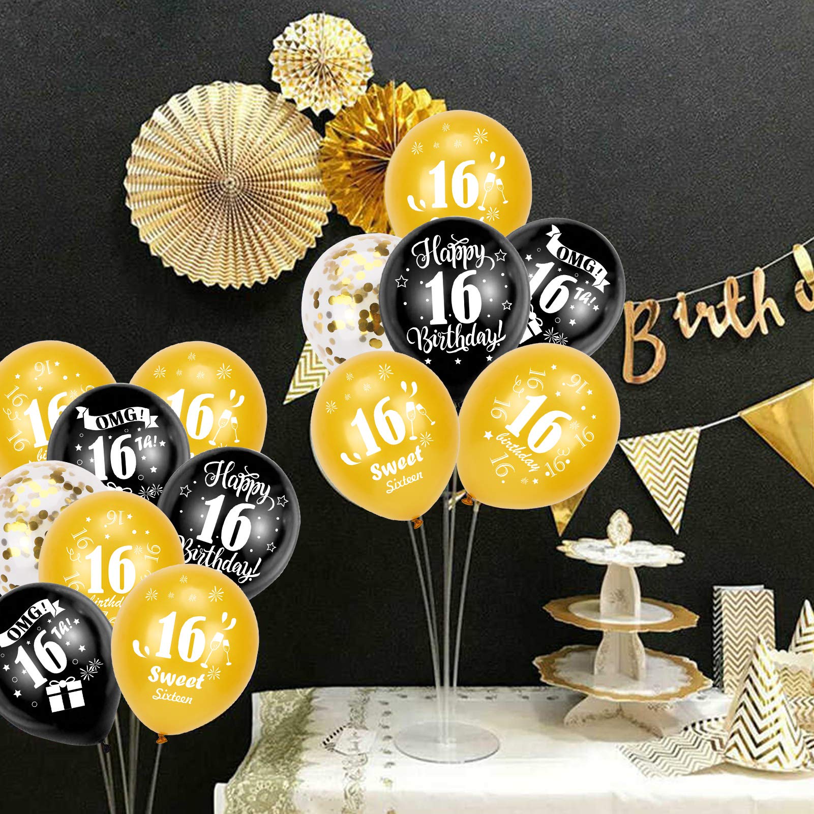 howaf-16-geburtstag-luftballons-30-st-ck-schwarz-gold image 6