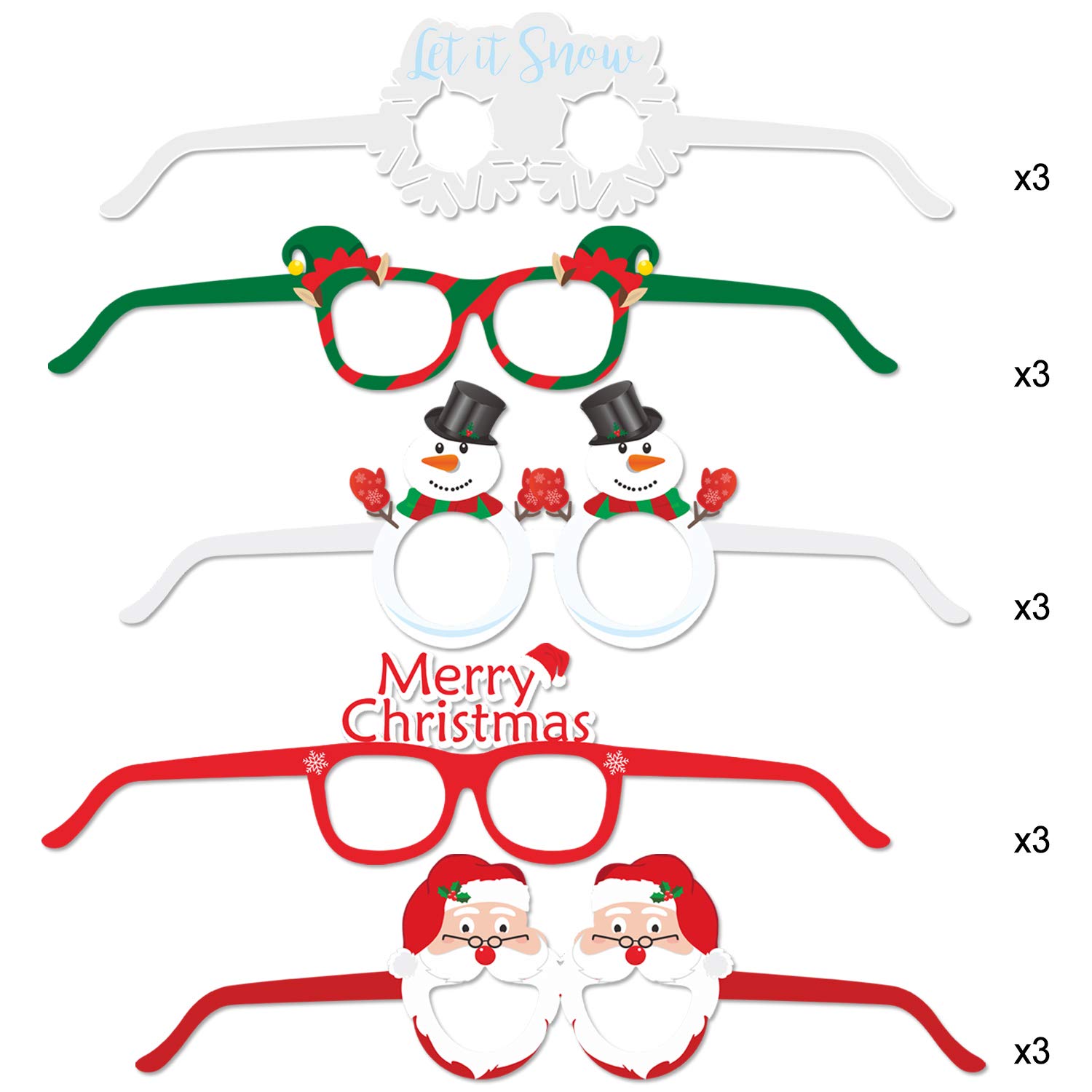 howaf-weihnachtsbrillen-papier-partybrille-set-mehrfarbig image 2
