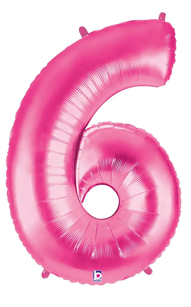 betallic-number-6-pink-folienballon-34-zoll-holographic image 1