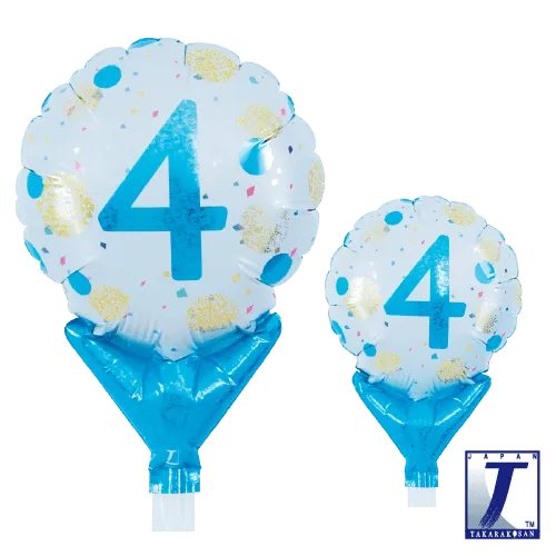 takara-upright-round-5-zoll-stehballon-gold-blaue-punkte image 1
