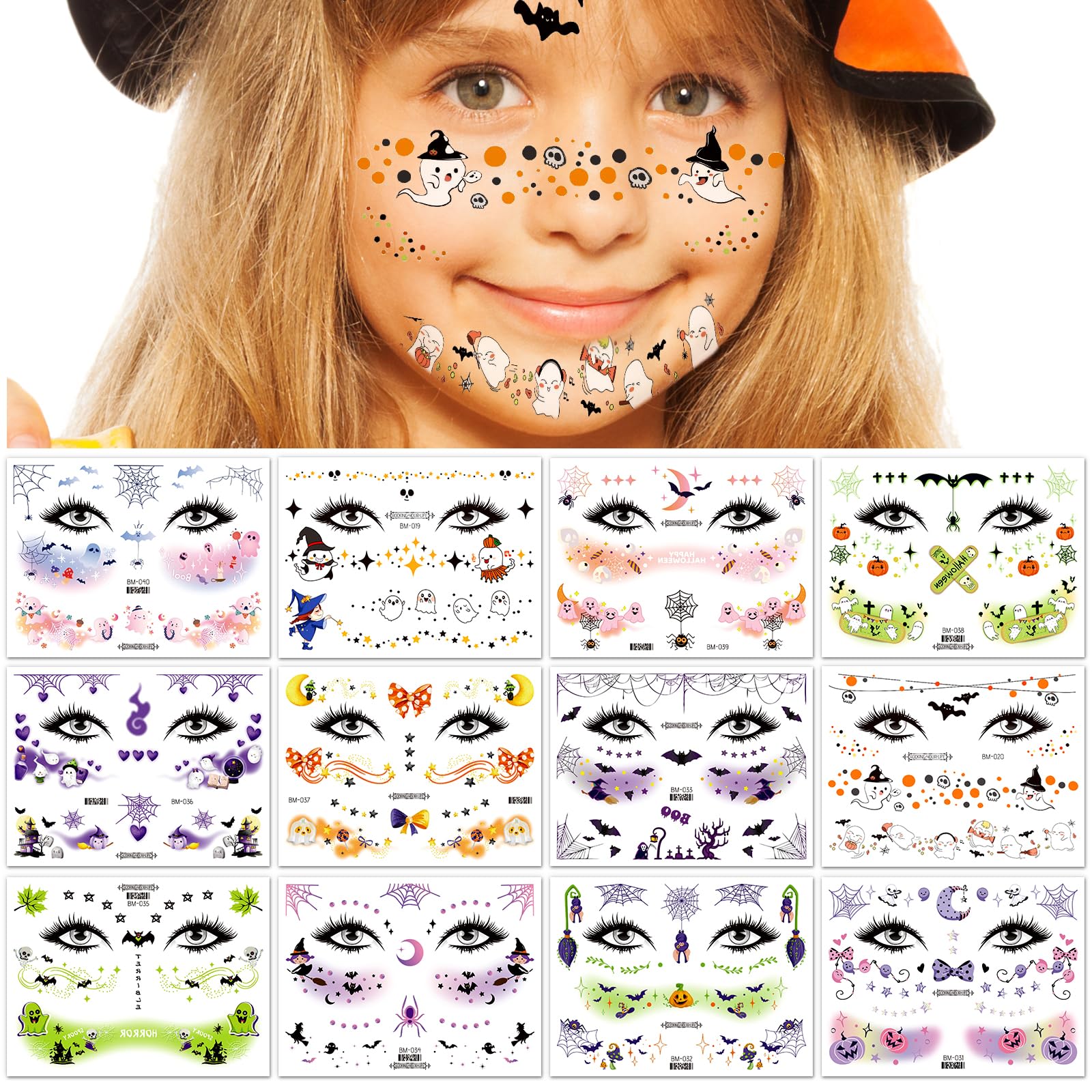 howaf-halloween-b-gesicht-tattoos-kinder-12-blatt-wasserdicht image 5