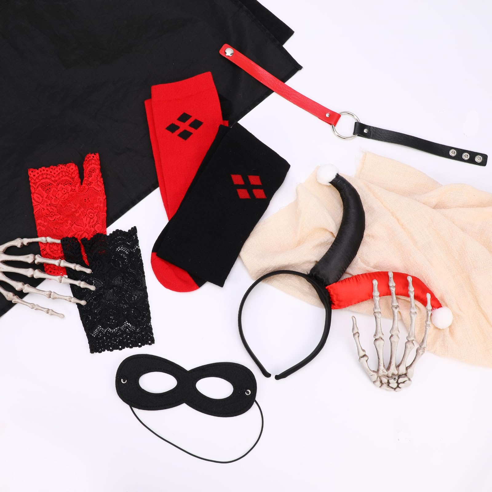 howaf-clown-kost-m-damen-set-schwarz-rot-5-teilig image 4