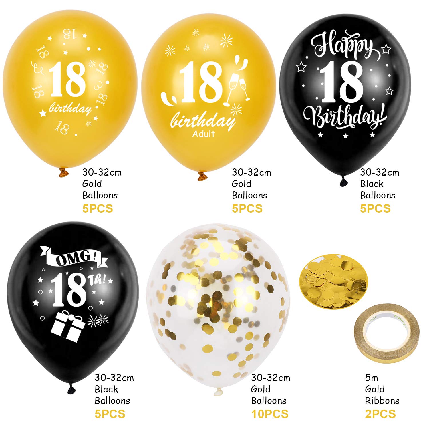 howaf-18-geburtstag-luftballons-schwarz-gold-30-st-ck-set image 3
