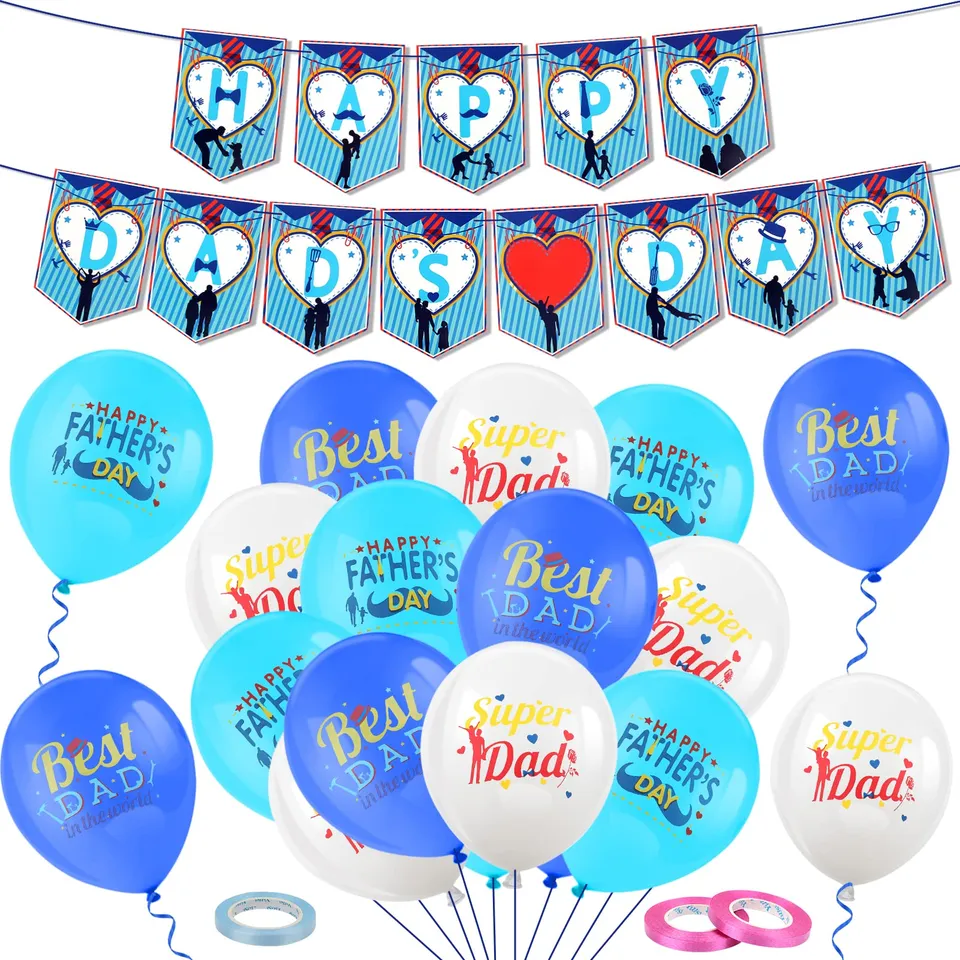 howaf-vatertag-luftballons-deko-set-blau-18-ballons-banner image 1