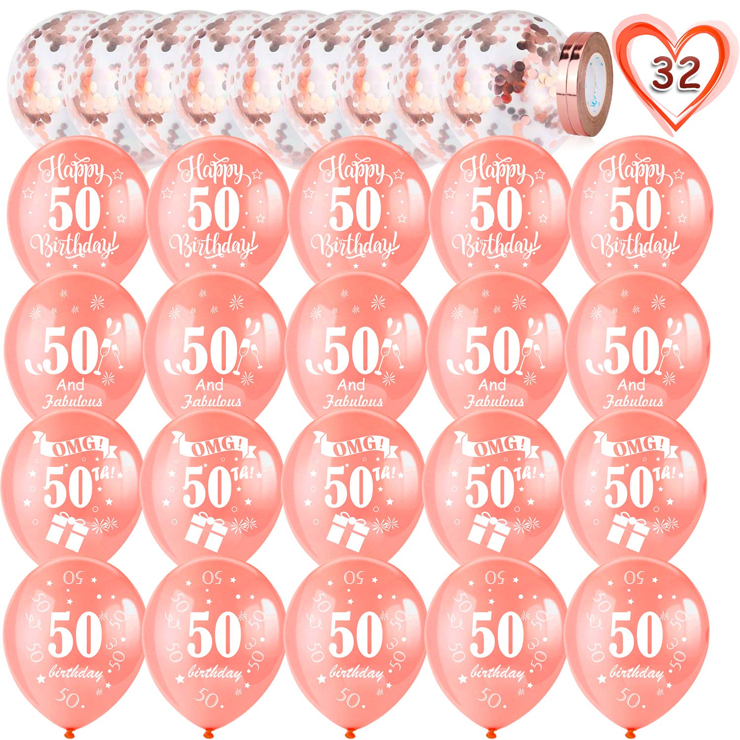howaf-50-geburtstag-luftballons-ros-gold-30-st-ck-12-zoll-latex image 2