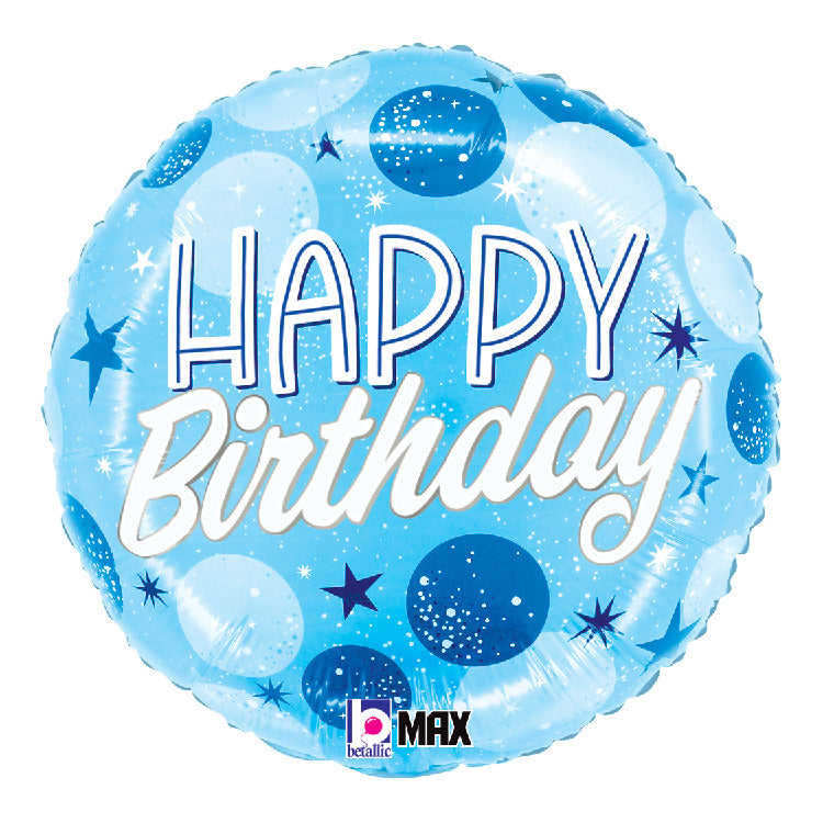 betallic-birthday-blue-sparkle-dots-folienballon-18-zoll-blau-mit-punkten image 2