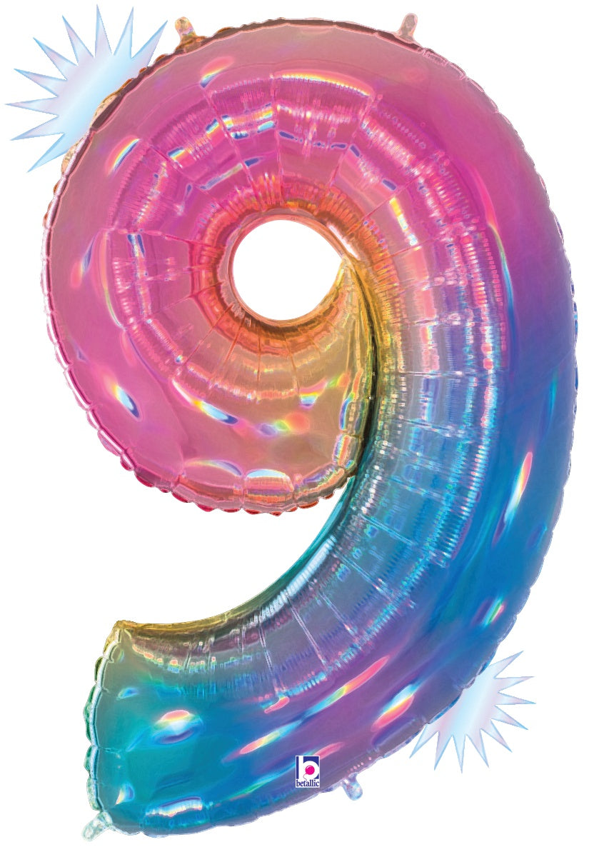 betallic-number-9-folienballon-34-zoll-opal-rainbow image 1