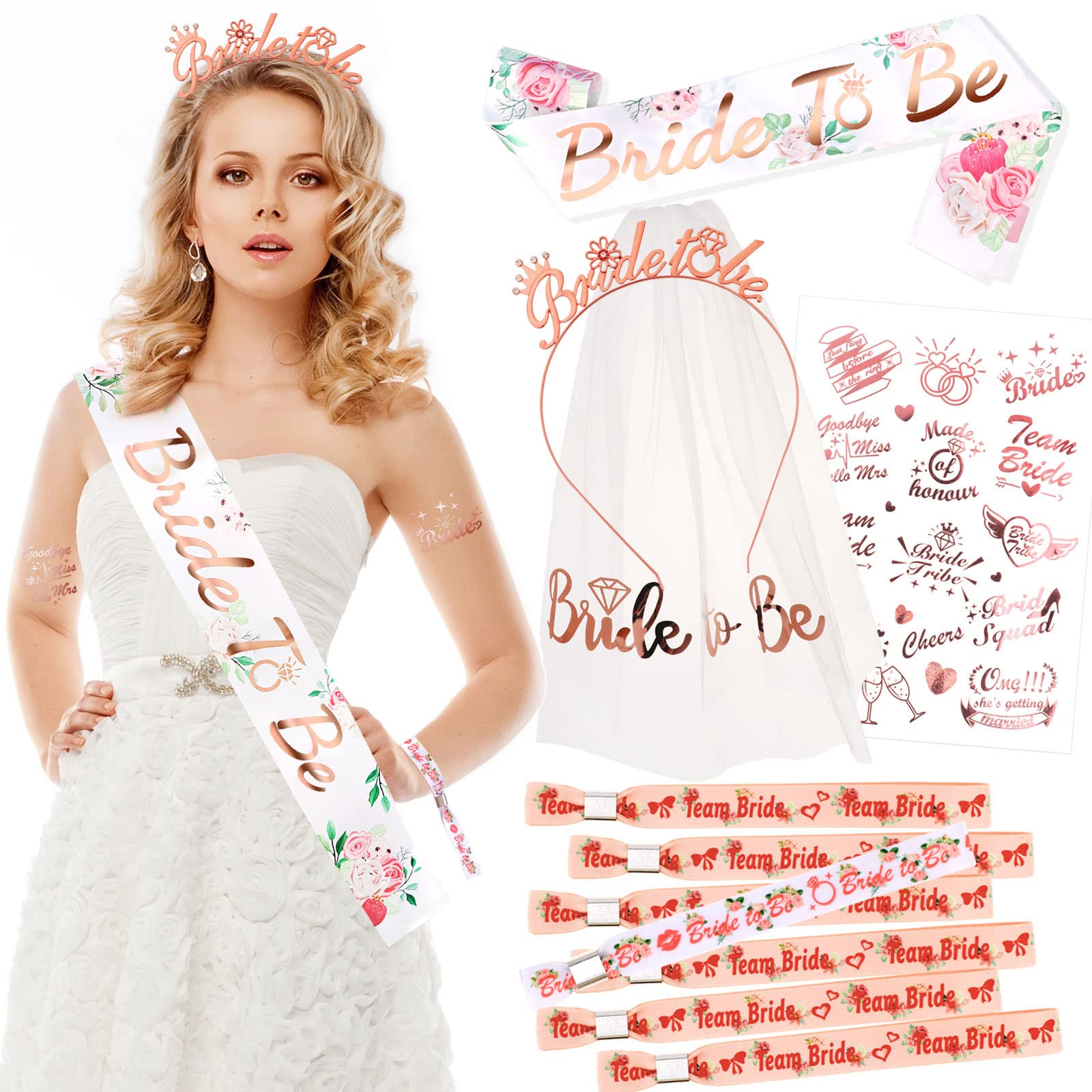 howaf-jga-set-bride-to-be-ros-gold-11-teilig-schleier image 1