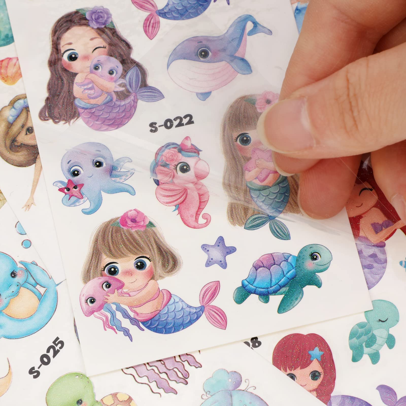 howaf-meerjungfrau-tattoo-kinder-10-bl-tter-glitzer-set-m-dchen image 7