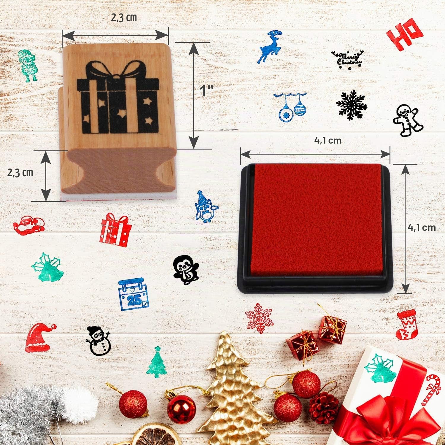 howaf-weihnachten-stempel-set-holz-24-teilig-mit-kissen image 2