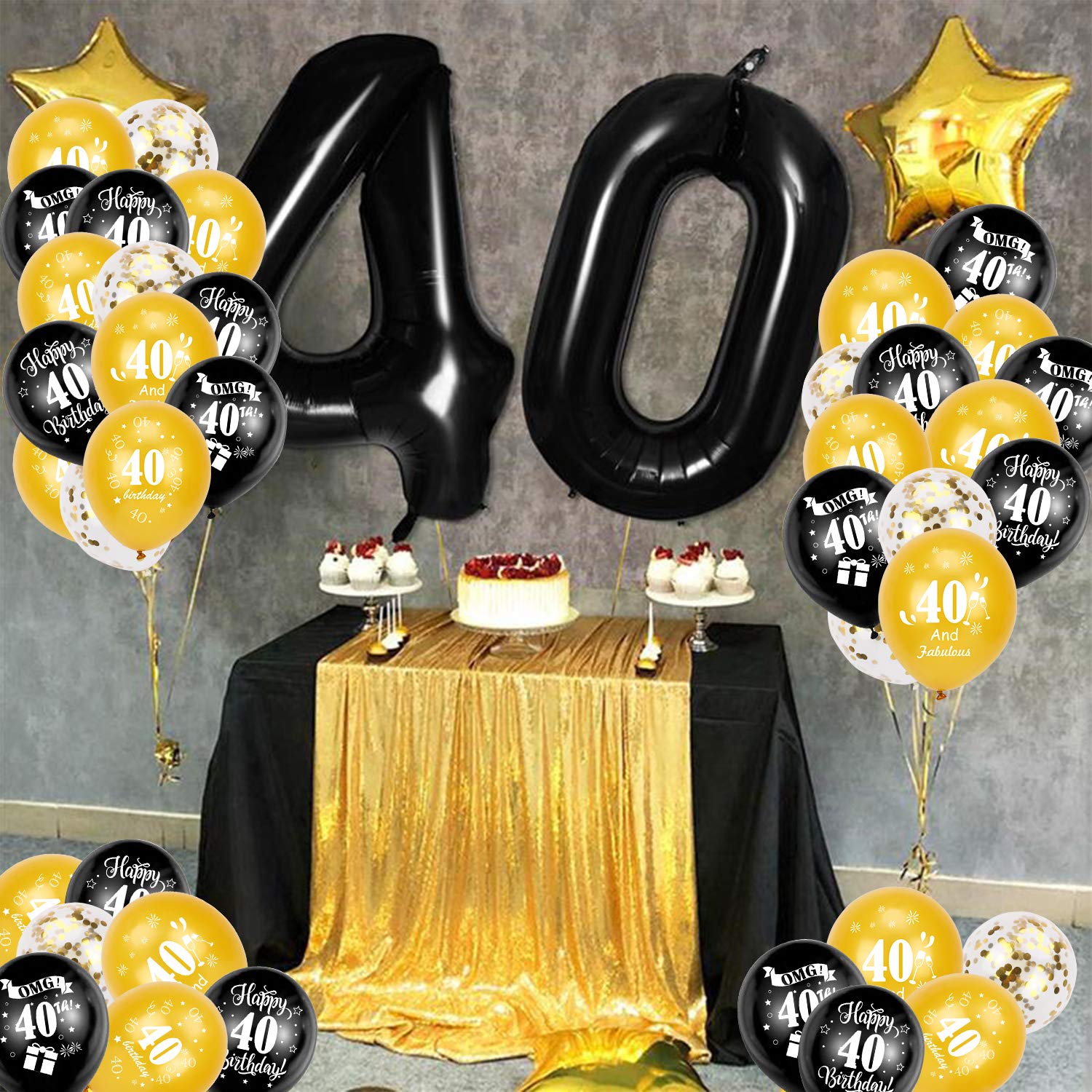 howaf-40-geburtstag-luftballons-set-schwarz-gold-30-teilig image 5