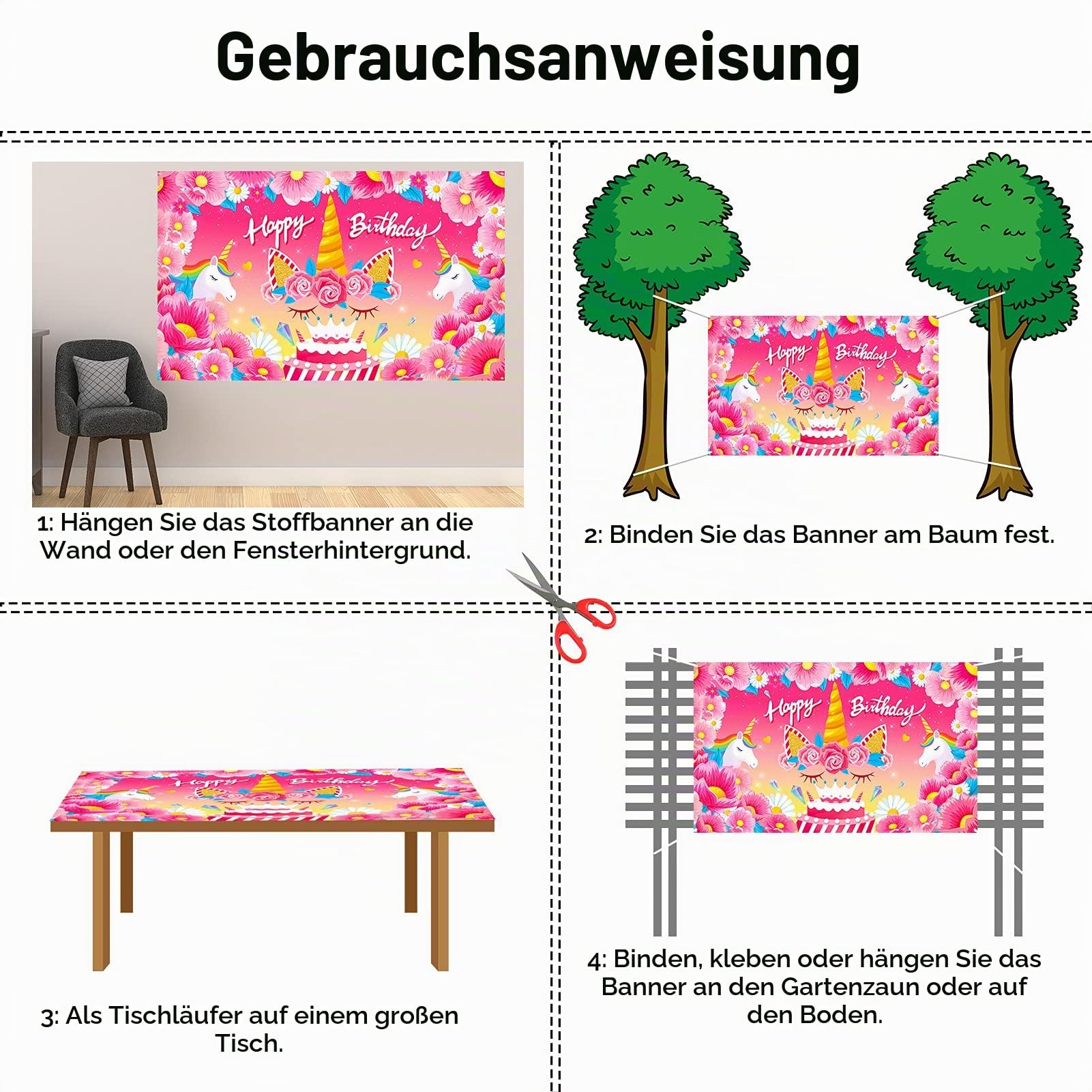 howaf-happy-birthday-banner-einhorn-stoff-185x110cm-rosa image 4