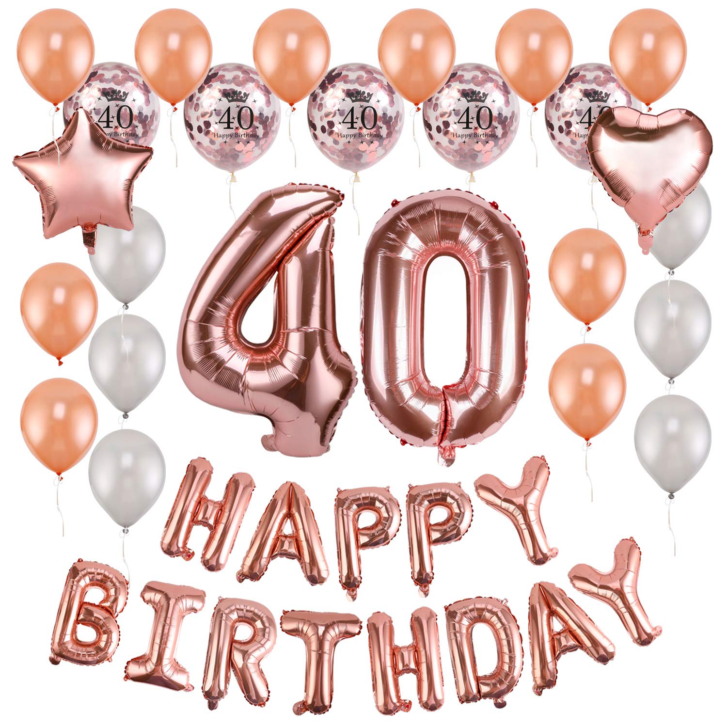 howaf-40-geburtstag-deko-set-ros-gold-ballons-happy-birthday image 1