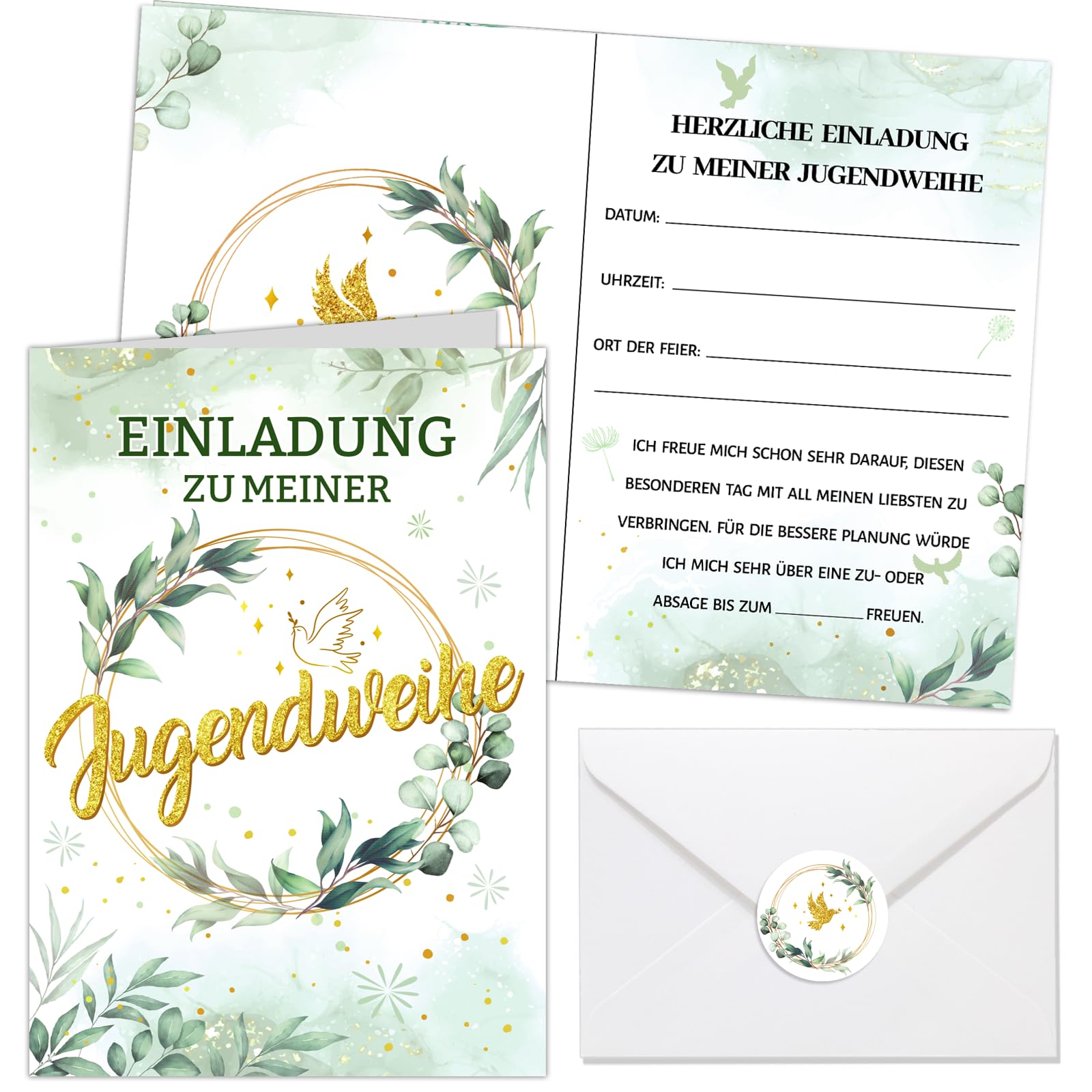 howaf-einladungskarten-kommunion-eukalyptus-12er-mit-umschlag image 8