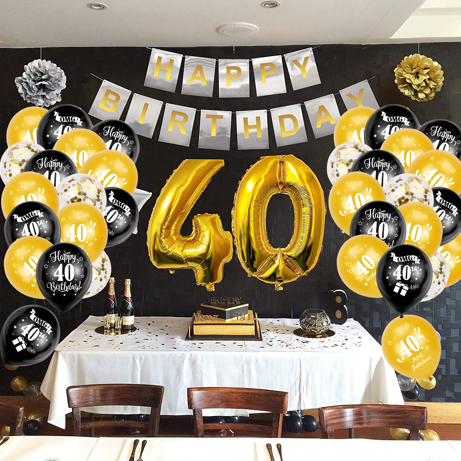 howaf-40-geburtstag-luftballons-set-schwarz-gold-30-teilig image 4