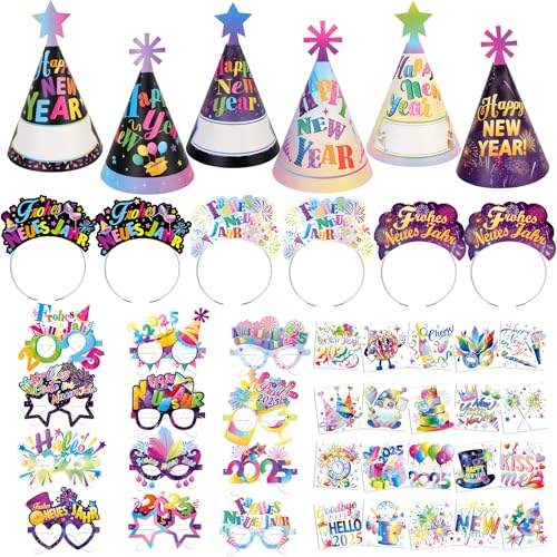 howaf-silvester-deko-2025-partyh-te-brille-haarreif-set image 8