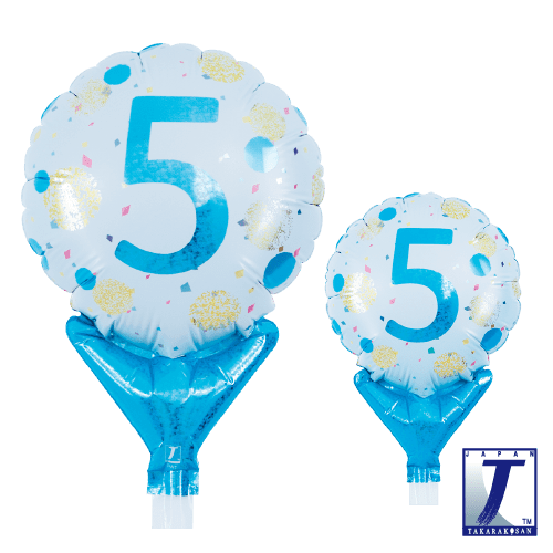 takara-upright-round-5-gold-blue-dots-ballon-no-5 image 1