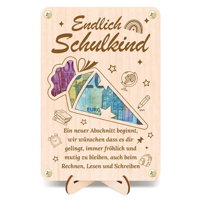 howaf-geldgeschenk-einschulung-holz-20x15cm-mit-karte image 1
