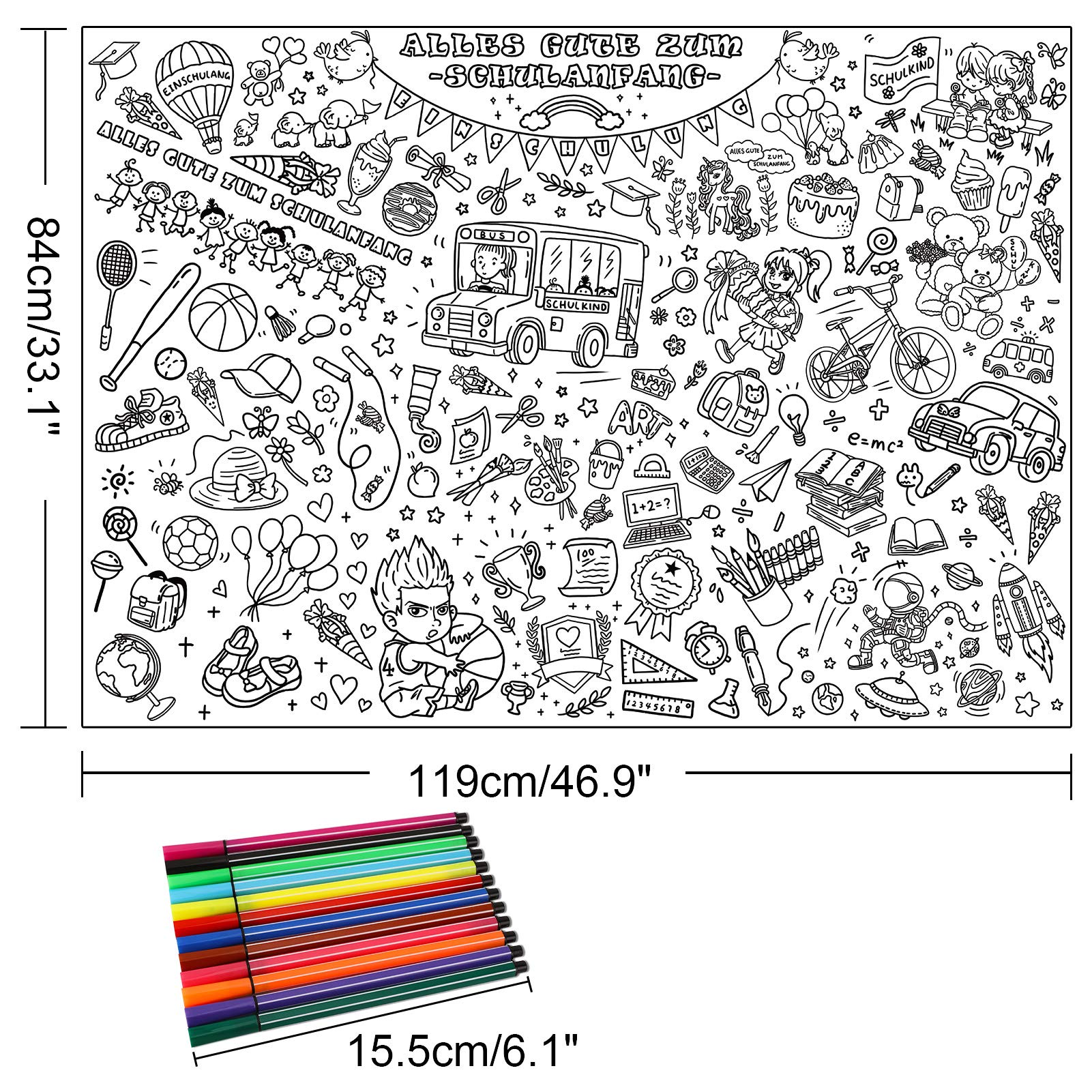 howaf-ausmal-tischdecke-einschulung-119x84-cm-12-stifte image 2