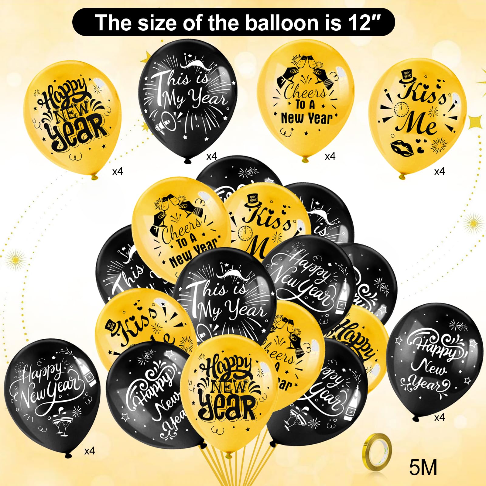 howaf-silvester-deko-2027-set-53-teilig-schwarz-gold-ballons image 5