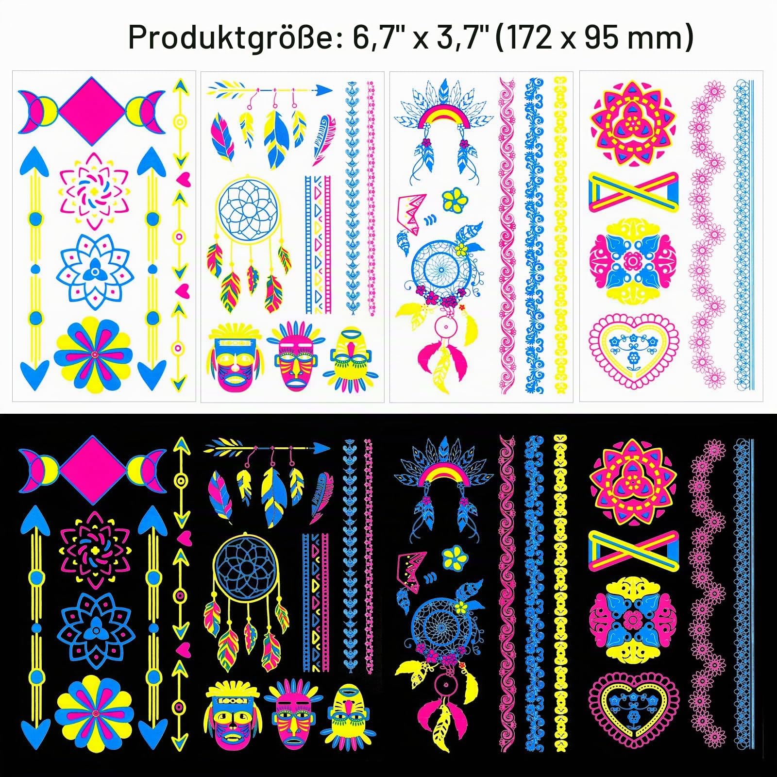 howaf-neon-tattoos-schwarzlicht-klebetattoos-20-bl-tter image 5