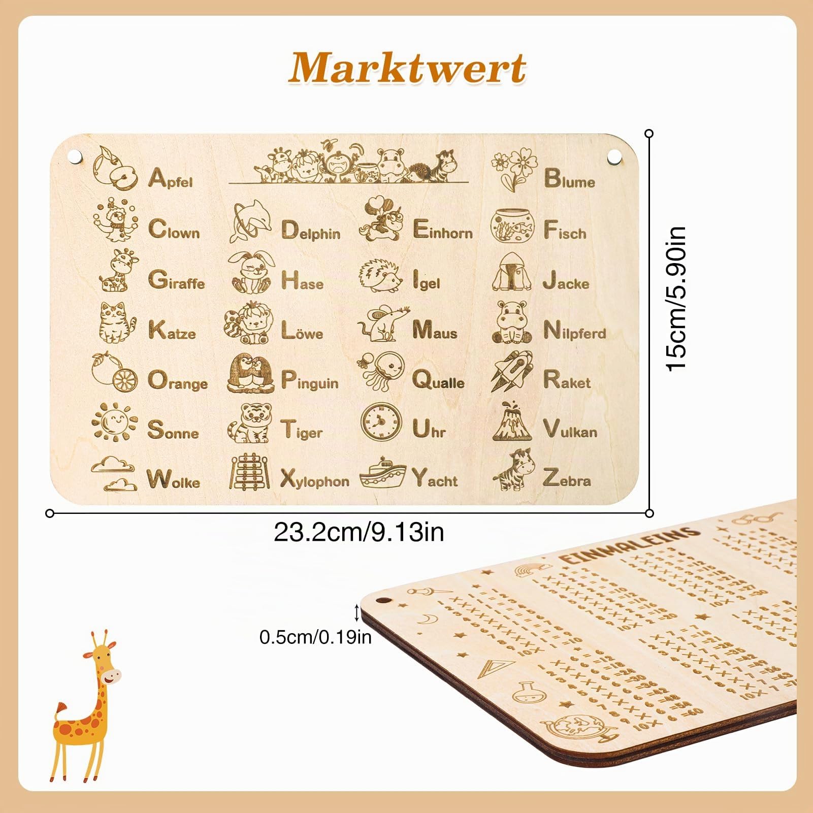 howaf-lernbrettchen-holz-2-stk-schult-te-f-llung-einmaleins image 3