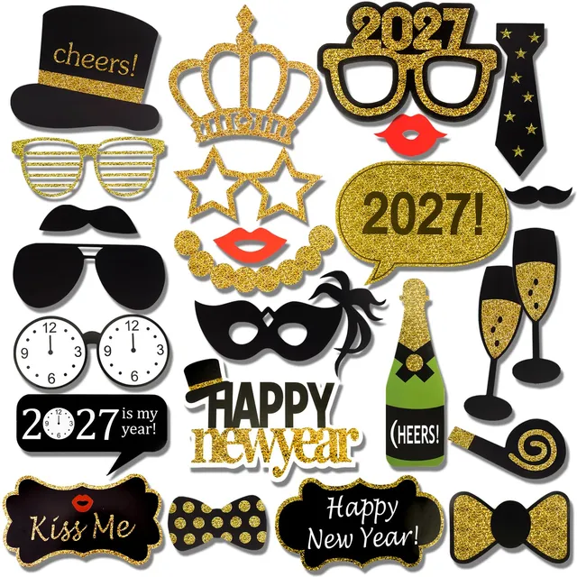 howaf-silvester-foto-requisiten-21-st-ck-schwarz-gold image 1