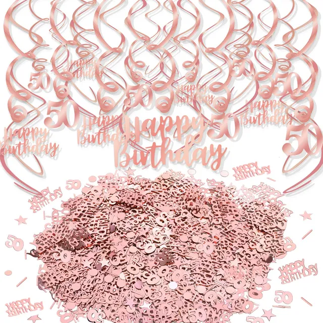 howaf-50-geburtstag-deko-h-ngedeko-ros-gold-30-tlg-konfetti image 1